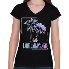 PRINTFASHION Miami  - Női V-nyakú póló - Fekete