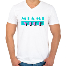 PRINTFASHION Miami Vice - Férfi V-nyakú póló - Fehér