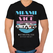 PRINTFASHION Miami Vice - Férfi V-nyakú póló - Fekete férfi póló