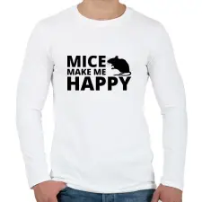 PRINTFASHION Mice make me happy - Férfi hosszú ujjú póló - Fehér férfi póló