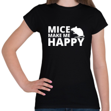 PRINTFASHION Mice make me happy - Női póló - Fekete női póló