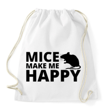 PRINTFASHION Mice make me happy - Sportzsák, Tornazsák - Fehér tornazsák