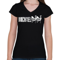 PRINTFASHION Michael Bibi - Női V-nyakú póló - Fekete