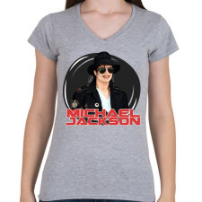 PRINTFASHION michael jackson 1 - Női V-nyakú póló - Sport szürke női póló