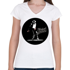 PRINTFASHION Michael Jackson-Dance - Női V-nyakú póló - Fehér női póló