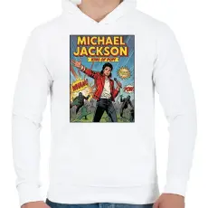 PRINTFASHION Michael Jackson Képregény - Férfi kapucnis pulóver - Fehér