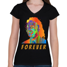 PRINTFASHION Michael Jackson - Női V-nyakú póló - Fekete női póló