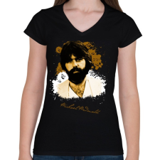 PRINTFASHION Michael McDonald - Női V-nyakú póló - Fekete női póló