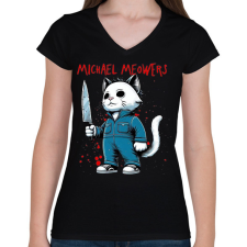 PRINTFASHION Michael MEOWers - Női V-nyakú póló - Fekete női póló