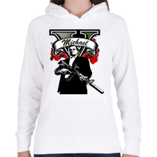 PRINTFASHION Michael - Női kapucnis pulóver - Fehér női pulóver, kardigán