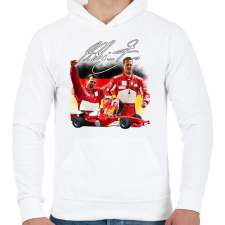PRINTFASHION Michael Schumacher - Férfi kapucnis pulóver - Fehér férfi pulóver, kardigán