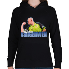 PRINTFASHION Michael van Gerwen - Női kapucnis pulóver - Fekete női pulóver, kardigán