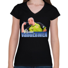 PRINTFASHION Michael van Gerwen - Női V-nyakú póló - Fekete női póló