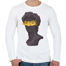 PRINTFASHION Michelangelo - Dávid szobor arannyal - Férfi hosszú ujjú póló - Fehér férfi póló