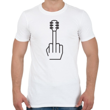 PRINTFASHION Middle finger - Gitáros minta - Férfi póló - Fehér férfi póló
