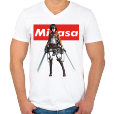 PRINTFASHION Mikasa Ackerman - Férfi V-nyakú póló - Fehér férfi póló