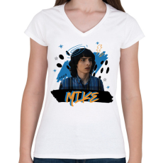 PRINTFASHION Mike - Stranger Things - Női V-nyakú póló - Fehér