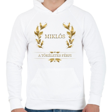 PRINTFASHION Miklós - Férfi kapucnis pulóver - Fehér férfi pulóver, kardigán