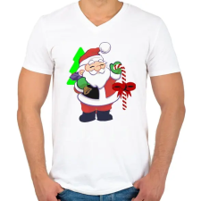 PRINTFASHION Mikulás apa - Férfi V-nyakú póló - Fehér férfi póló