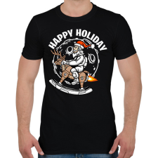 PRINTFASHION Mikulás az űrben - Férfi póló - Fekete férfi póló