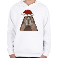 PRINTFASHION Mikulás Capybara - Gyerek kapucnis pulóver - Fehér gyerek pulóver, kardigán