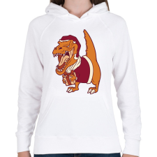 PRINTFASHION Mikulás dínó - Női kapucnis pulóver - Fehér női pulóver, kardigán