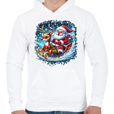 PRINTFASHION Mikulás - Férfi kapucnis pulóver - Fehér