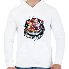 PRINTFASHION Mikulás - Férfi kapucnis pulóver - Fehér