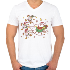 PRINTFASHION Mikulás - Férfi V-nyakú póló - Fehér férfi póló