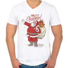 PRINTFASHION Mikulás - Férfi V-nyakú póló - Fehér