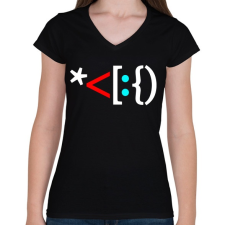 PRINTFASHION Mikulás hangulatjelek - Női V-nyakú póló - Fekete női póló