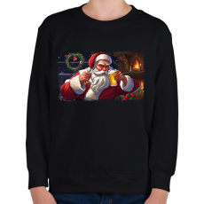 PRINTFASHION mikulás sörözik - Gyerek pulóver - Fekete