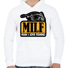 PRINTFASHION MILF - Man I Love Fishing - Férfi kapucnis pulóver - Fehér