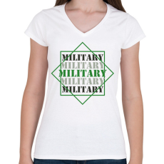 PRINTFASHION Military - Női V-nyakú póló - Fehér