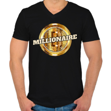 PRINTFASHION MILLIONAIRE - Férfi V-nyakú póló - Fekete férfi póló