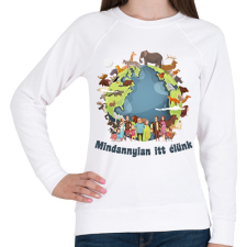 PRINTFASHION Mindannyian itt élünk - Női pulóver - Fehér női pulóver, kardigán