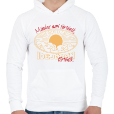 PRINTFASHION Minden ami történik - Férfi kapucnis pulóver - Fehér férfi pulóver, kardigán