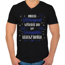 PRINTFASHION Minden Hercegnek - Keresztapa - Férfi V-nyakú póló - Fekete