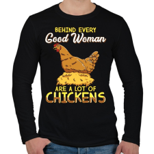 PRINTFASHION Minden jó nőnek van otthon csirkéje - Férfi hosszú ujjú póló - Fekete férfi póló