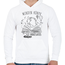 PRINTFASHION Minden könyv - egy varázslatos utazás - Férfi kapucnis pulóver - Fehér