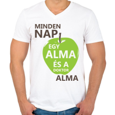 PRINTFASHION minden-nap-egy-alma-brown-green - Férfi V-nyakú póló - Fehér férfi póló
