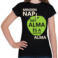 PRINTFASHION minden-nap-egy-alma-white-green - Női póló - Fekete női póló
