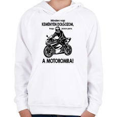 PRINTFASHION Minden nap keményen dolgozom  - Gyerek kapucnis pulóver - Fehér