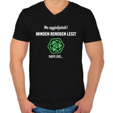 PRINTFASHION Minden rendben lesz! - Férfi V-nyakú póló - Fekete