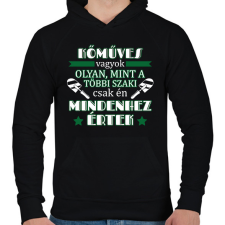 PRINTFASHION Mindenhez értek - Férfi kapucnis pulóver - Fekete férfi pulóver, kardigán