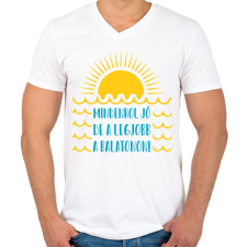 PRINTFASHION Mindenhol jó, de a legjobb a Balatonon! - Férfi V-nyakú póló - Fehér férfi póló