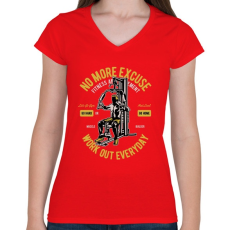 PRINTFASHION Mindennapi edzés - Női V-nyakú póló - Piros