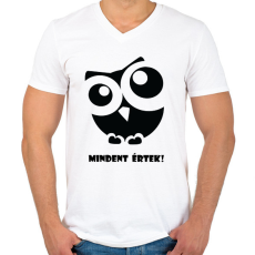 PRINTFASHION Mindent értek - Férfi V-nyakú póló - Fehér