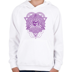 PRINTFASHION Mindent látó szem - Gyerek kapucnis pulóver - Fehér