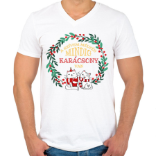 PRINTFASHION Mindig karácsony van - Férfi V-nyakú póló - Fehér férfi póló
